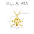 wholesale 925 Sterling Silver Gold Plated Baseball Helmet Crossed Bats Ball Pendant Necklace-0-4