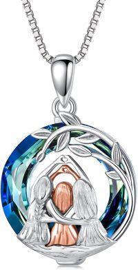 wholesale 925 Sterling Silver Blue Crystal Sisters Pendant Necklace - Best Friend Gifts for Women-3 Sisters Necklace