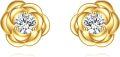 wholesale 14K Gold Flower Shaped Diamond Stud Earrings for Women - Birthday & Christmas Gifts-0-0