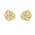 wholesale 14K Gold Flower Shaped Diamond Stud Earrings for Women - Birthday & Christmas Gifts-0-0