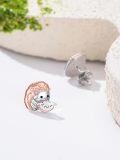 wholesale 925 Sterling Silver Hedgehog Stud Earrings with Rose Gold Plating - Cute Animal  for Women Girls-0-3