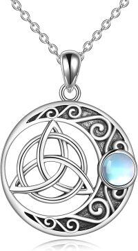 wholesale 925 Sterling Silver Moonstone Celtic Knot Triquetra Pendant Necklace for Women-Trinity