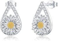 wholesale 925 Sterling Silver Daisy Flower Teardrop Stud Earrings - Elegant Floral  for Her-Daisy