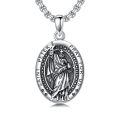wholesale 925 Sterling Silver Saint Peter Pray For Us Oval Pendant Necklace Oxidized Finish-0-0