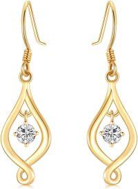 wholesale 14K Gold Moissanite Teardrop Dangle Earrings for Women Birthdays-Yellow Gold
