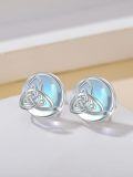 wholesale 925 Sterling Silver Celtic Knot Stud Earrings with Opalite Stone and Blue Mother-of-Pearl Centerpiece-0-1