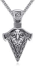 wholesale 925 Sterling Silver Valknut Odin's Raven Necklace Norse Jewelry for Men -0-0