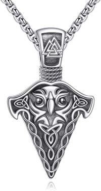 wholesale 925 Sterling Silver Valknut Odin's Raven Necklace Norse Jewelry for Men -Eagle