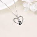 wholesale 925 Sterling Silver CZ Moonstone Love Couple Heart Pendant Necklace-0-3