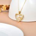 wholesale 14K Gold Diamond Double Heart Pendant Necklaces Gifts for Women-0-3