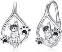 wholesale 925 Sterling Silver Dog Paw Print Teardrop Stud Hoop Earrings for Women and Girls-Paw Print Hoop-Paw Print Hoop