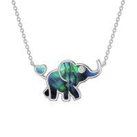TOUPOP Sterling Silver Abalone Shell Elephant Pendant Necklace Good Luck Jewelry Gift-undefined