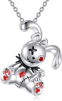 wholesale 925 Sterling Silver & Crystal Goth Bunny Voodoo Doll Pendant Necklace-Bunny