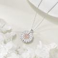 wholesale 925 Sterling Silver Sunflower Pendant Necklace You Are My Sunshine Engraved Rotating Cz Jewelry Gift-0-3