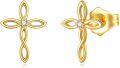 wholesale 14K Gold Diamond Cross Stud Earrings for Women - Religious s-0-0