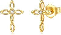 wholesale 14K Gold Diamond Cross Stud Earrings for Women - Religious s-Celtic Cross Earrings