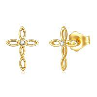 wholesale 14K Gold Diamond Cross Stud Earrings for Women - Religious s-Celtic Cross Earrings
