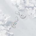 wholesale 925 Sterling Silver Platinum Plated Moonstone Crescent Moon Rabbit Flower Drop Earrings-0-2