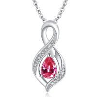 wholesale 925 Sterling Silver Infinity Birthstone Teardrop Pendant Necklace for Women-July
