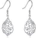 wholesale 925 Sterling Silver Filigree Leaf Drop Earrings with Hook Closure-0-0
