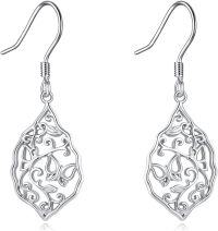 wholesale 925 Sterling Silver Filigree Leaf Drop Earrings with Hook Closure-Filigree Butterfly
