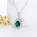 wholesale 925 Sterling Silver 11 8mm Oval Birthstone Crystal Teardrop Pendant Necklace-0-4