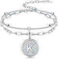wholesale 925 Sterling Silver & Opal Initial Bracelet - Personalized Elegant Dainty Jewelry Gift-0-0