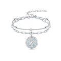 wholesale 925 Sterling Silver Opal Initial K Charm Bracelet Wholesale For Women-0-0