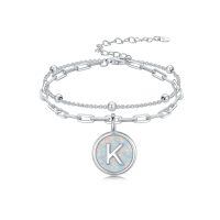 wholesale 925 Sterling Silver Opal Initial K Charm Bracelet Wholesale For Women-K