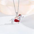 wholesale 925 Sterling Silver Christmas Santa Claus Dachshund Dog Heart Pendant Necklace-0-2