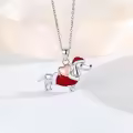 wholesale 925 Sterling Silver Christmas Santa Claus Dachshund Dog Heart Pendant Necklace-0-2