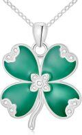 wholesale 925 Sterling Silver Green Enamel Cubic Zirconia Accent Shamrock Necklace for Women-0-0