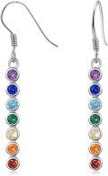 wholesale 925 Sterling Silver Rainbow Seven Chakra Healing Gemstone Dangle Earrings for Women Ladies Reiki Meditation Balancing Gifts-0-0