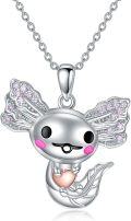 wholesale 925 Sterling Silver Penguin Angel Heart Pendant Necklace for Women-0-0