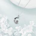 wholesale 925 Sterling Silver Crescent Moon with Owl Charm Necklace - Cute Animal s for Women Girls-0-2