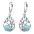 wholesale 925 Sterling Silver Starfish Drop Earrings With Blue Larimar And Cubic Zirconia For Women-0-0