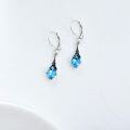wholesale 925 Sterling Silver Blue Topaz Oval Shape Vintage Drop Dangle Leverback Earrings-0-3