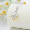 wholesale 925 Sterling Silver Acorn Leaf Yellow Stone Pendant Necklace-0-2
