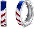 wholesale 925 Sterling Silver Red White Blue Striped Huggie Hoop Earrings for Women Men Norse  43mm Diameter-0-0