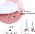 wholesale 925 Sterling Silver Red Enamel Cardinal Bird Teardrop Dangle Earrings-0-5
