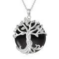 wholesale 925 Sterling Silver Tree Of Life Pendant Necklace Wholesale With Green Gemstone-0-50