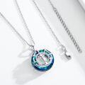 wholesale 925 Sterling Silver Blue Zircon Nautical Compass Pendant Necklace with World Map Design-0-2