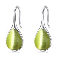 wholesale 925 Sterling Silver Turquoise Teardrop Threader Earrings for Women - Long Dangle Pierced Jewelry-Peridot pull through earrings