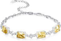 wholesale Sterling Silver Baguette Birthstone Bracelet for Women Mom Grandma-Citrine