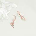 wholesale 925 Sterling Silver Plated Rose Gold  Flamingo & Rose Drop Earrings for Women Gift Ideas-0-3