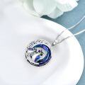 wholesale 925 Sterling Silver Blue Crystal Owl Family Tree of Life Moon Pendant Necklace for Women-0-2