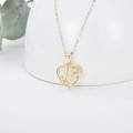 wholesale 14k Gold Mom Heart Pendant Necklace With Cubic Zirconia Flower Design-0-2