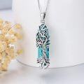 wholesale 925 Sterling Silver Turquoise Tree of Life Pendant Necklace for Women Men 43cm Chain Length  Idea-0-2