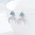 wholesale 925 Sterling Silver Turquoise Celtic Knot Crescent Moon Stud Earrings for Women-0-4