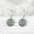 wholesale 925 Sterling Silver Green Moss Agate Lotus Flower Leverback Earrings-0-4